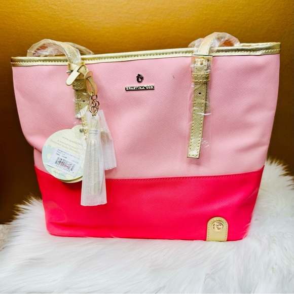 { Spartina 449 } : Flamingo Retreat Medium Tote in Floral Coral - Picture 7 of 14